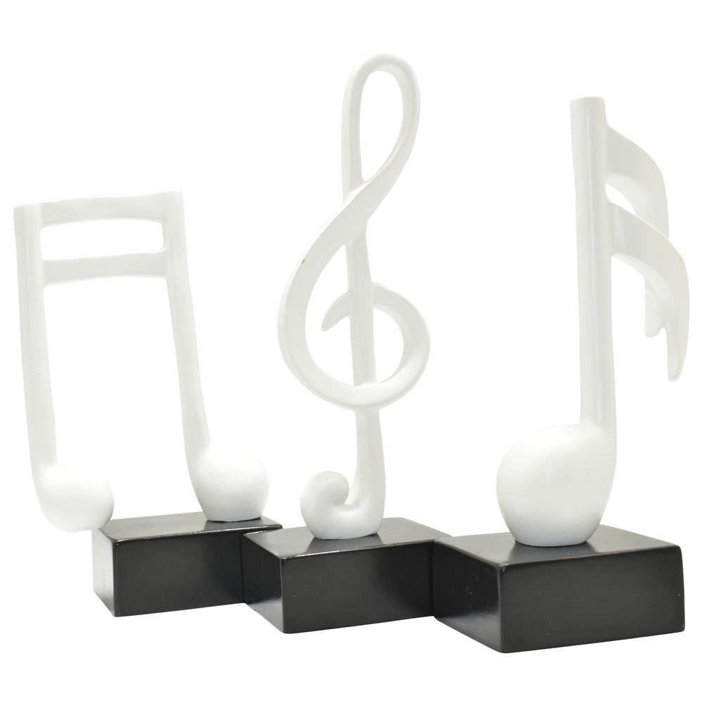 Set of Three White Resin Music Tabletop Sculpture — view 4
