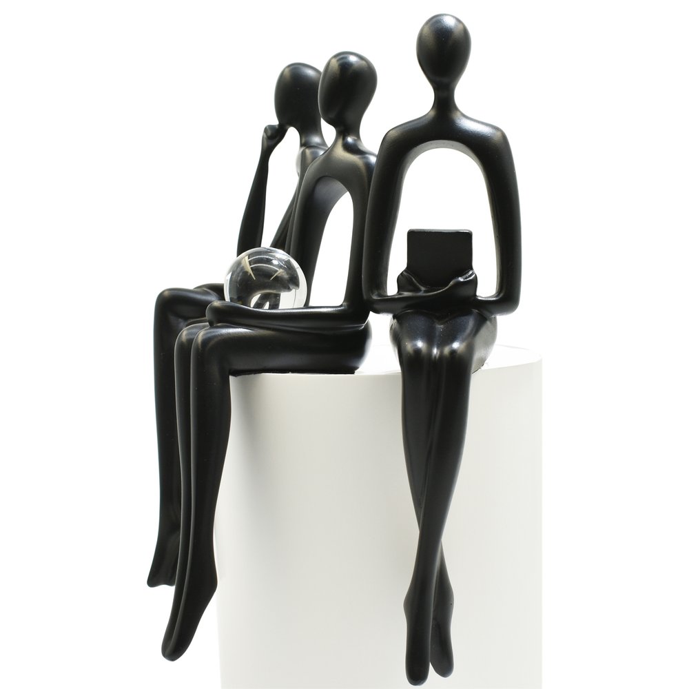 Set of Three Black Resin People Tabletop Sculpture HomeRoots