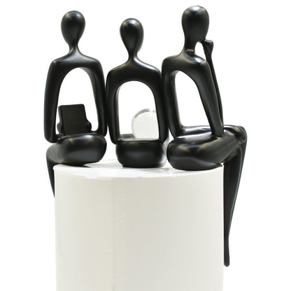 Set of Three Black Resin People Tabletop Sculpture HomeRoots