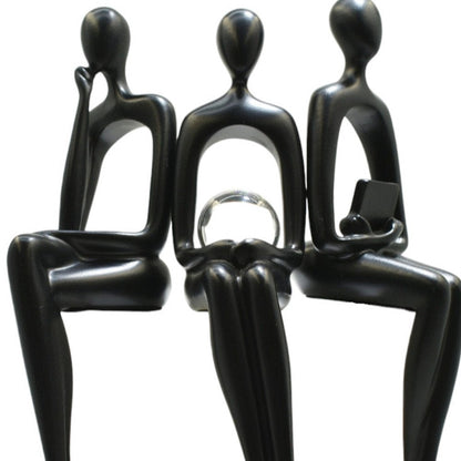 Set of Three Black Resin People Tabletop Sculpture HomeRoots