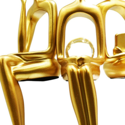 Set of Three Gold Resin People Tabletop Sculpture HomeRoots