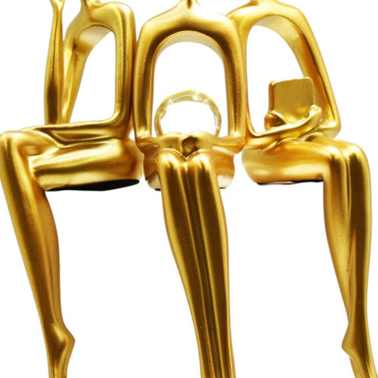 Set of Three Gold Resin People Tabletop Sculpture HomeRoots