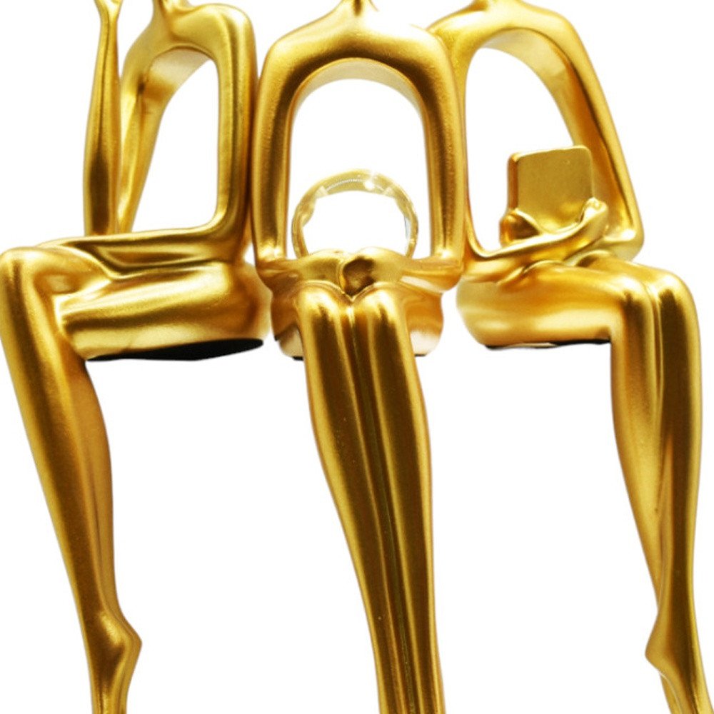 Set of Three Gold Resin People Tabletop Sculpture HomeRoots