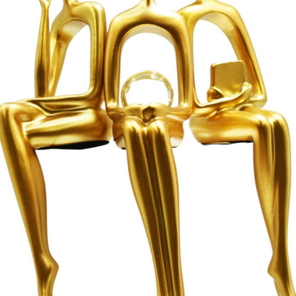 Set of Three Gold Resin People Tabletop Sculpture HomeRoots
