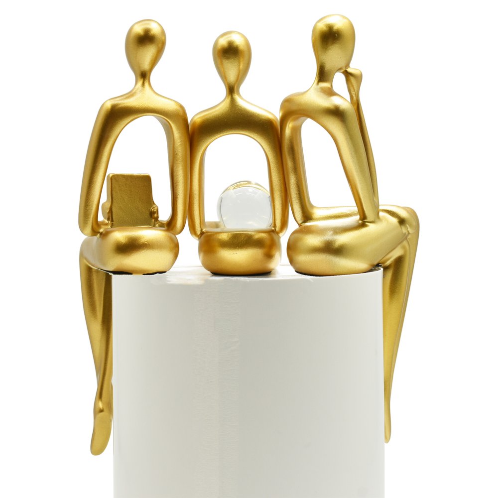 Set of Three Gold Resin People Tabletop Sculpture HomeRoots