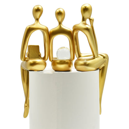 Set of Three Gold Resin People Tabletop Sculpture HomeRoots