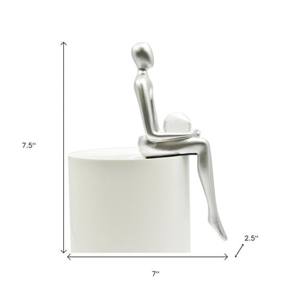 Set of Three Silver Resin People Tabletop Sculpture HomeRoots