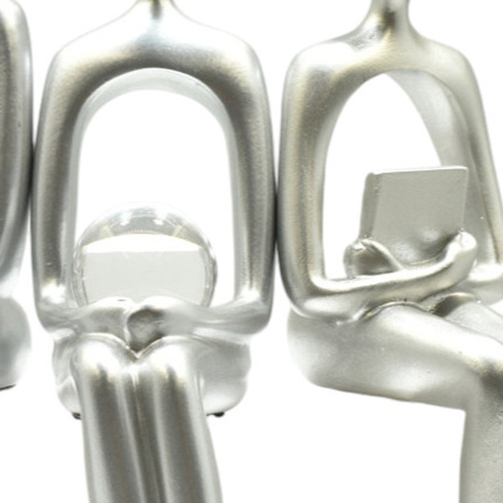 Set of Three Silver Resin People Tabletop Sculpture HomeRoots