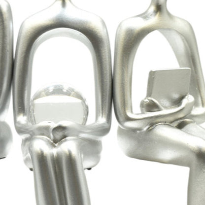 Set of Three Silver Resin People Tabletop Sculpture HomeRoots