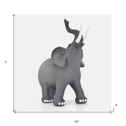 7" Stone And White Resin Elephant Tabletop Sculpture HomeRoots