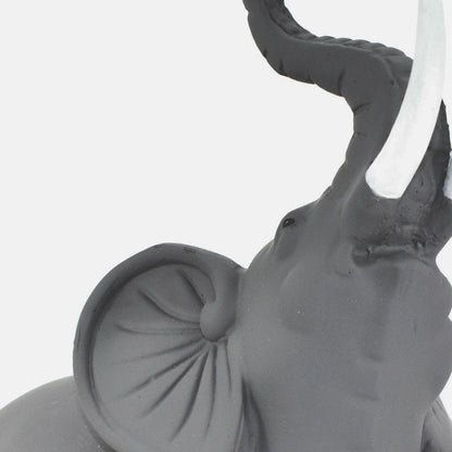 7" Stone And White Resin Elephant Tabletop Sculpture HomeRoots