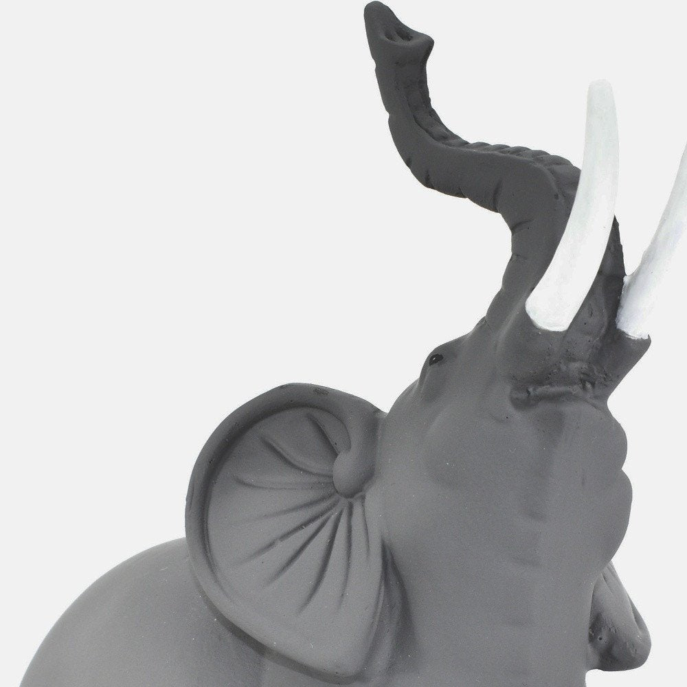 7" Stone And White Resin Elephant Tabletop Sculpture HomeRoots