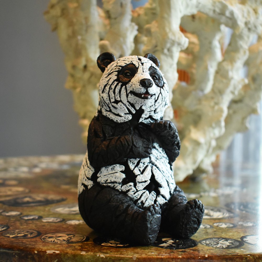 Set of Eight Brown White And Black Resin Panda, Bird, Bear, Monkey, Penguin, Elephant, Tiger, Owl Tabletop Sculpture HomeRoots