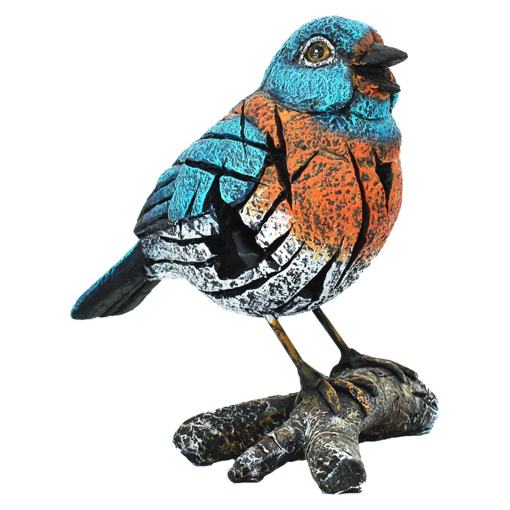 5" Blue Orange And White Resin Bird Tabletop Sculpture — view 1