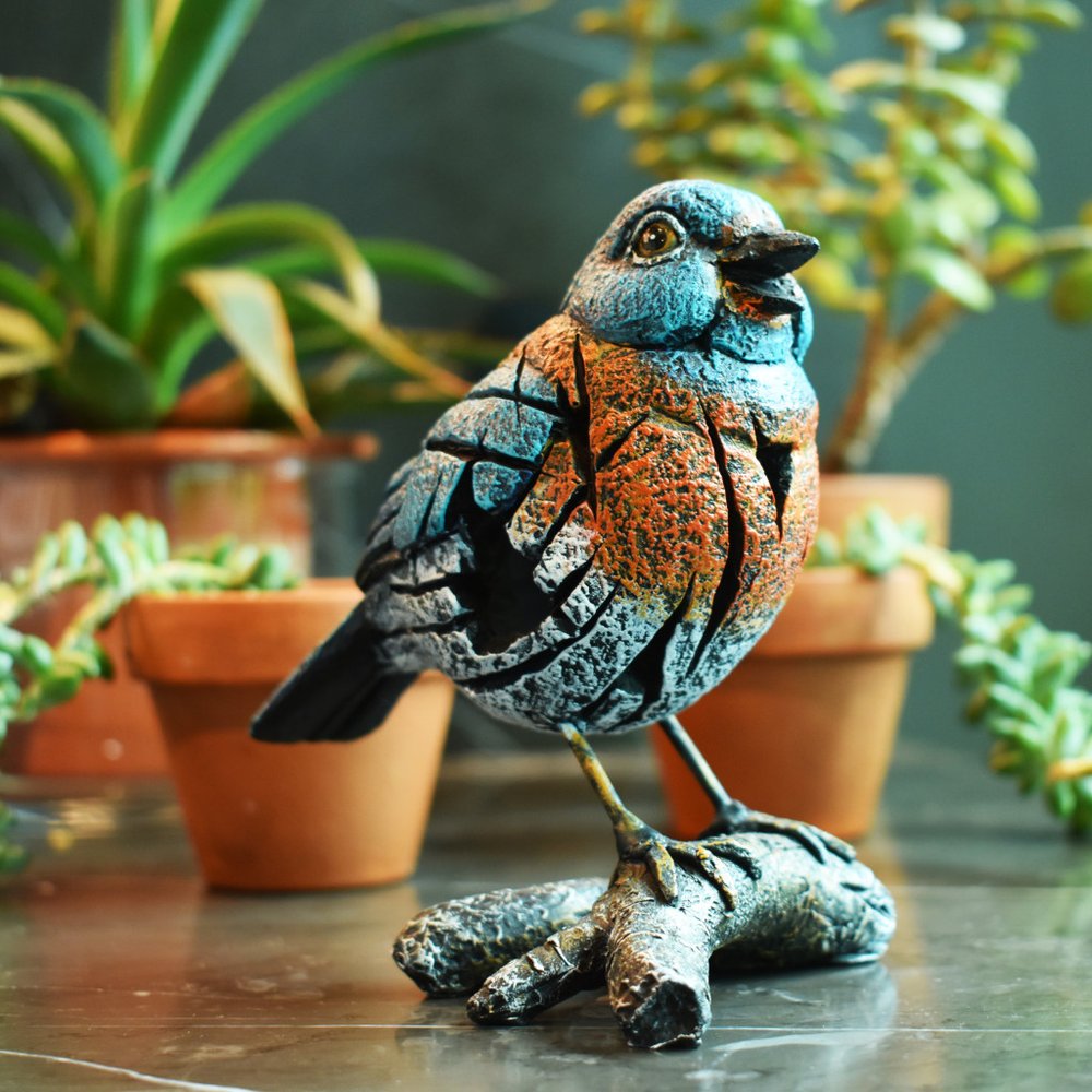 5" Blue Orange And White Resin Bird Tabletop Sculpture HomeRoots