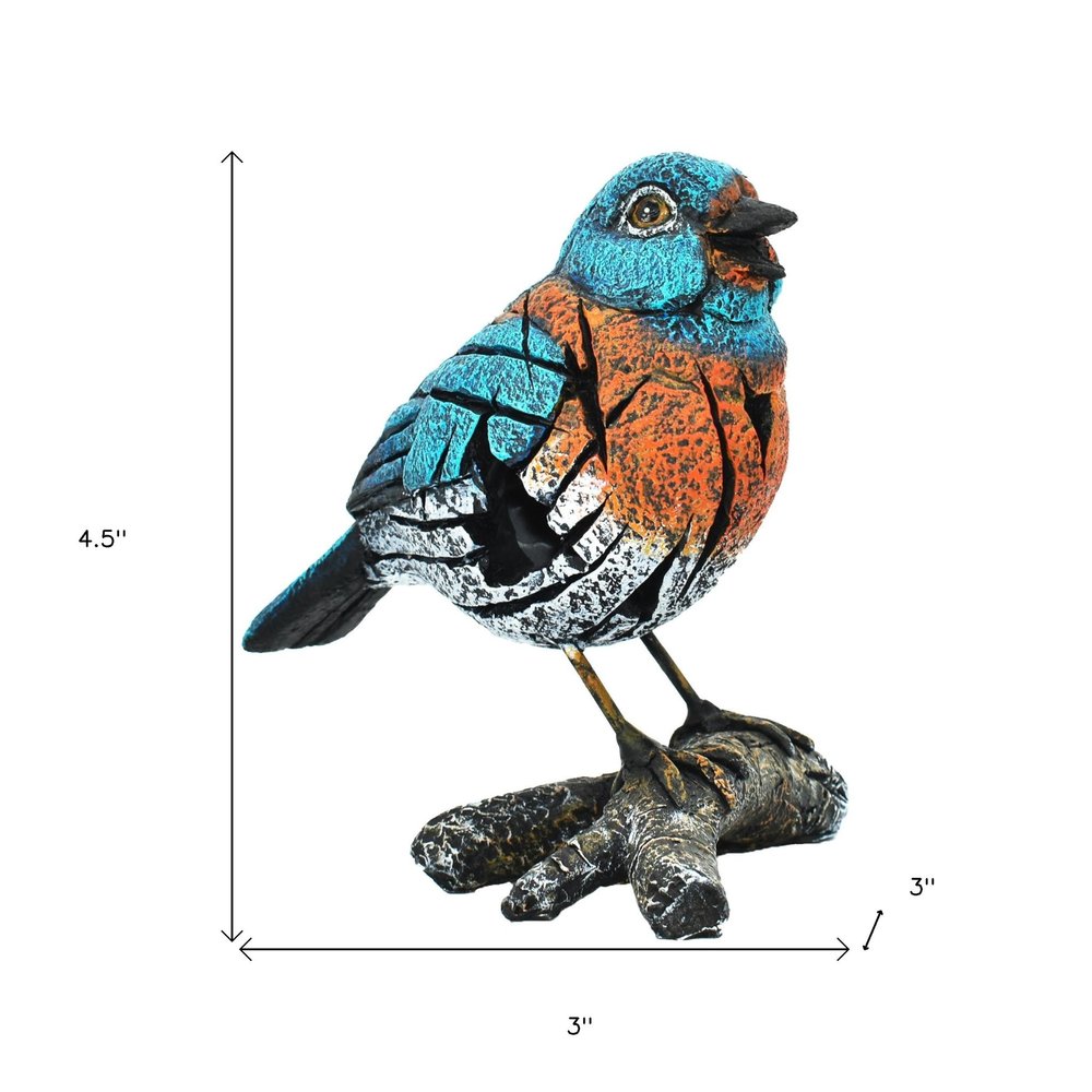 5" Blue Orange And White Resin Bird Tabletop Sculpture HomeRoots