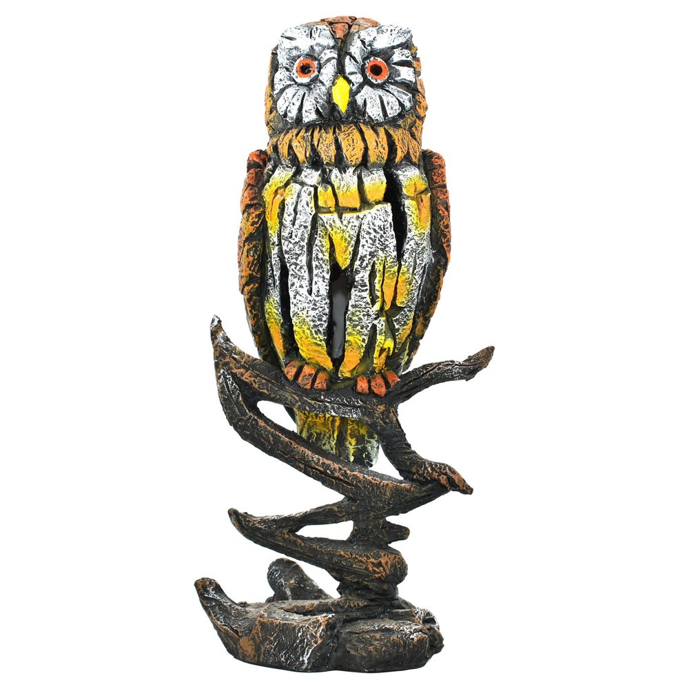 8" Brown Yellow And White Resin Owl Tabletop Sculpture HomeRoots