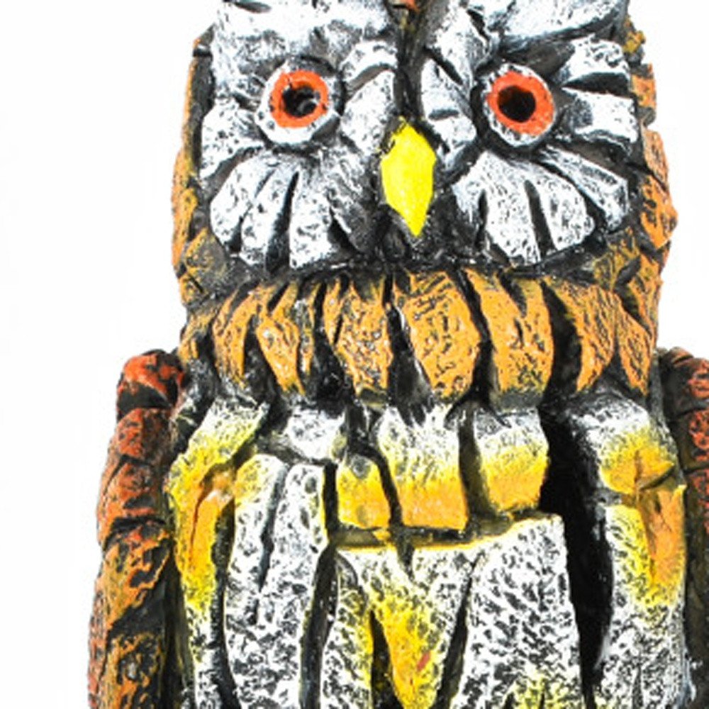 8" Brown Yellow And White Resin Owl Tabletop Sculpture HomeRoots