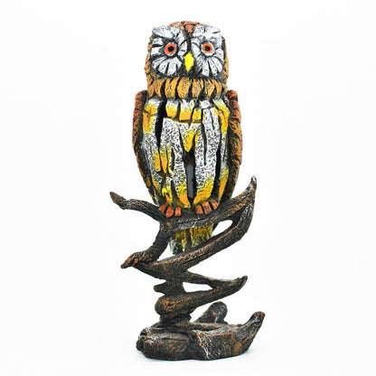 8" Brown Yellow And White Resin Owl Tabletop Sculpture HomeRoots
