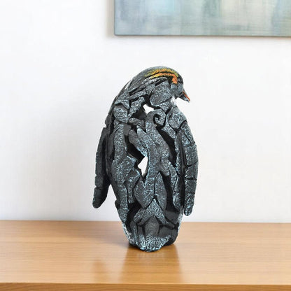 6" Black Blue And Orange Resin Penguin Tabletop Sculpture HomeRoots