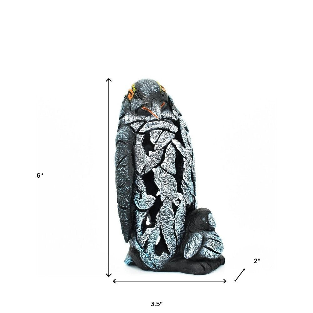 6" Black Blue And Orange Resin Penguin Tabletop Sculpture HomeRoots
