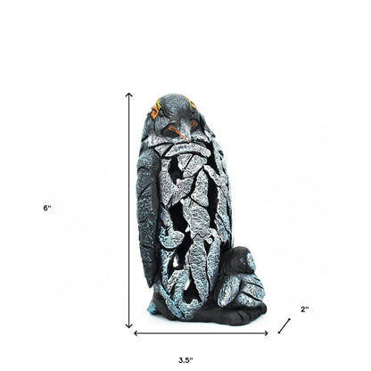 6" Black Blue And Orange Resin Penguin Tabletop Sculpture HomeRoots