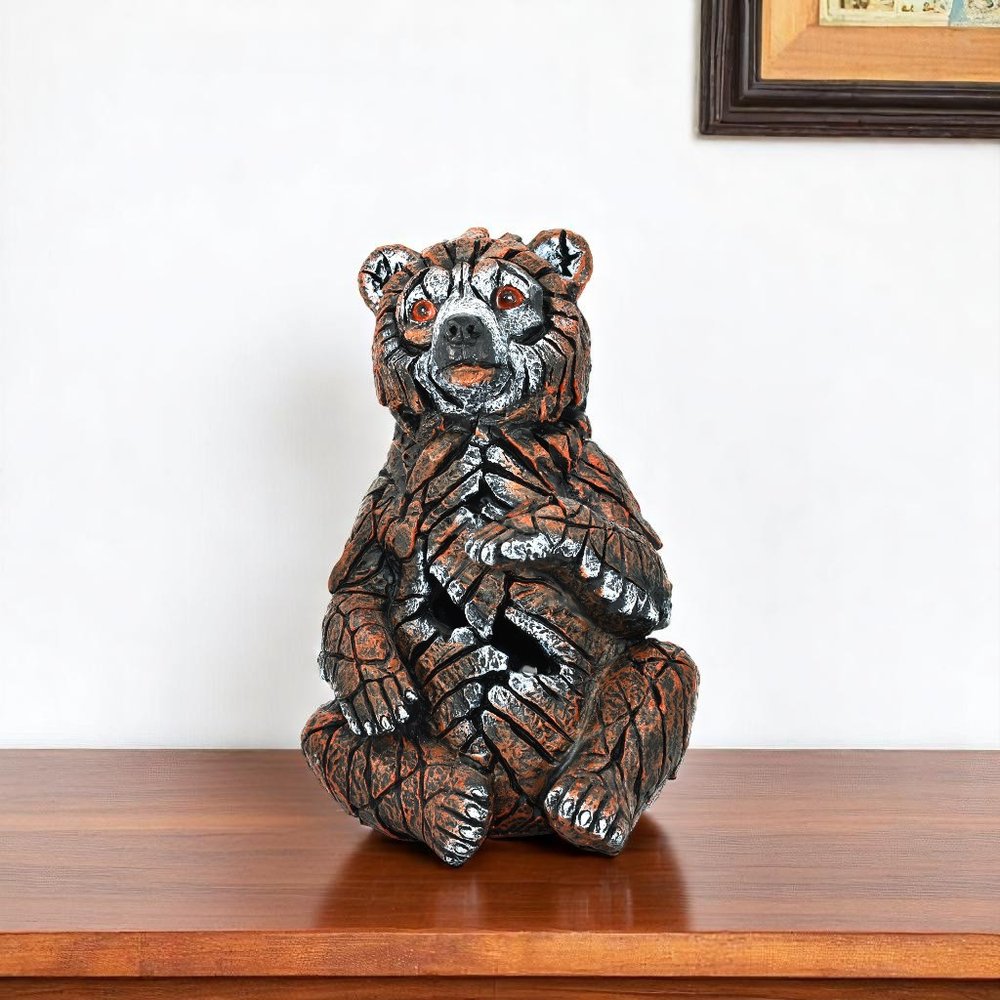 6" Brown White And Black Resin Bear Tabletop Sculpture HomeRoots