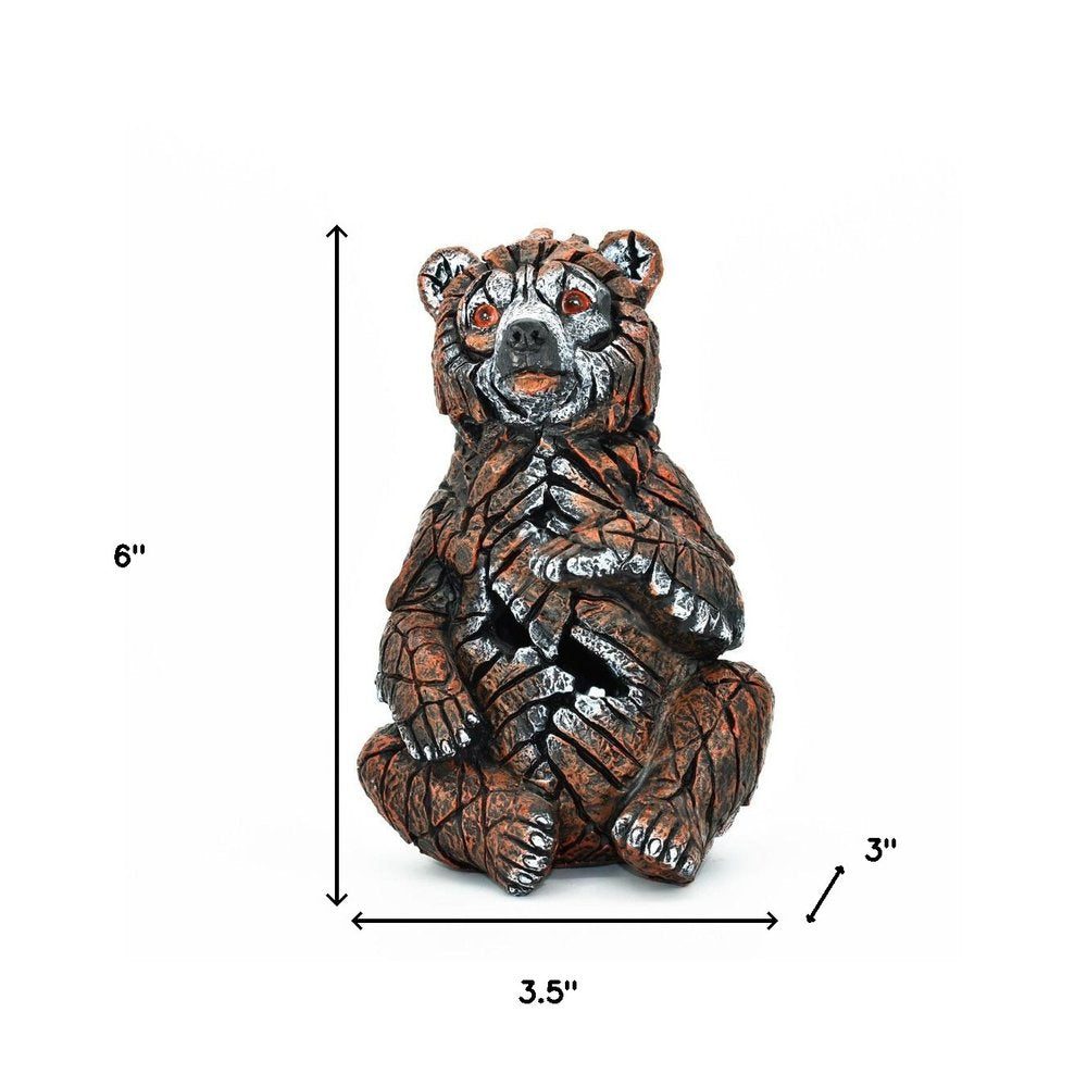 6" Brown White And Black Resin Bear Tabletop Sculpture HomeRoots