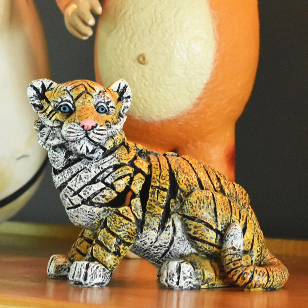 5" Orange White And Black Resin Tiger Tabletop Sculpture HomeRoots
