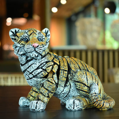 5" Orange White And Black Resin Tiger Tabletop Sculpture HomeRoots