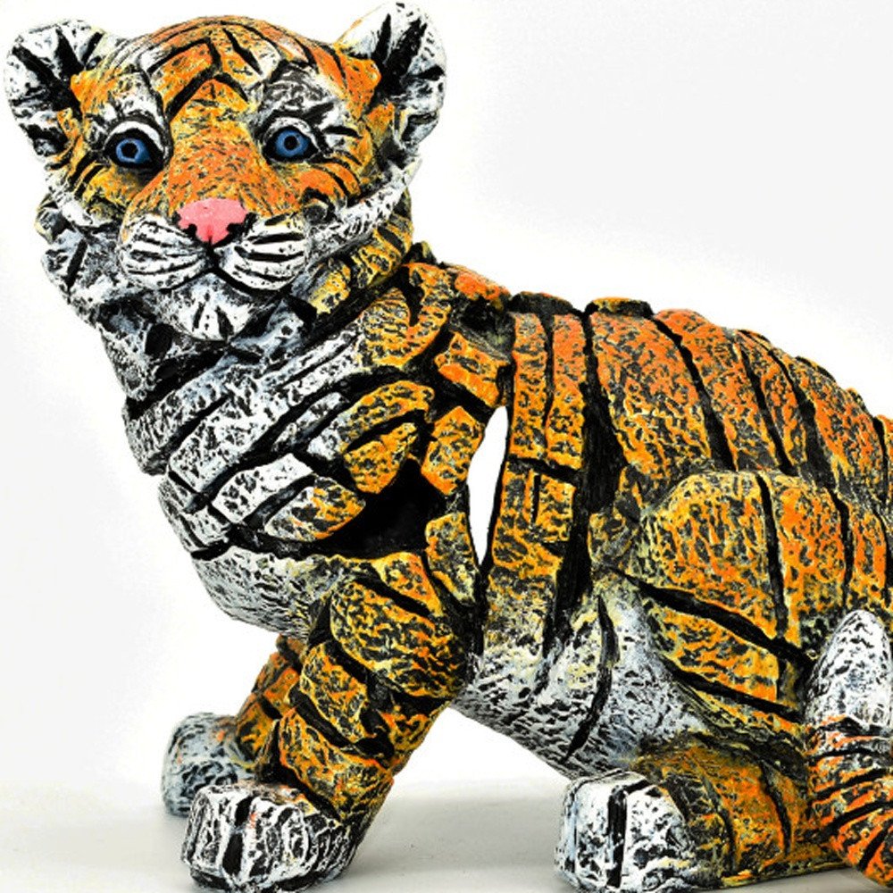 5" Orange White And Black Resin Tiger Tabletop Sculpture HomeRoots