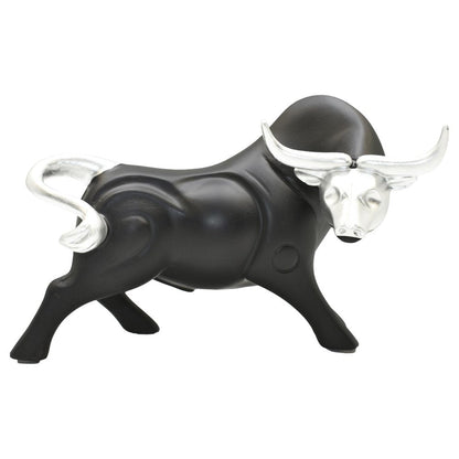 5" Black And Silver Resin Bull Tabletop Sculpture HomeRoots