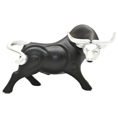 5" Black And Silver Resin Bull Tabletop Sculpture HomeRoots