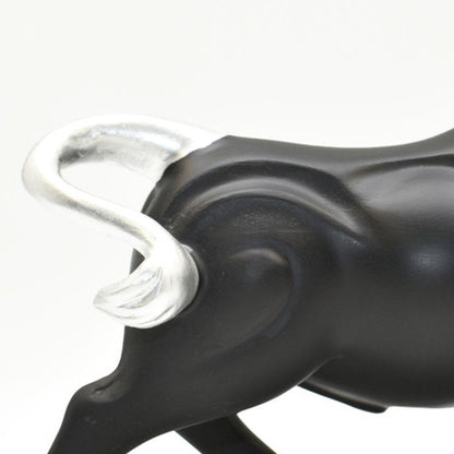 5" Black And Silver Resin Bull Tabletop Sculpture HomeRoots