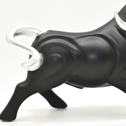 5" Black And Silver Resin Bull Tabletop Sculpture HomeRoots