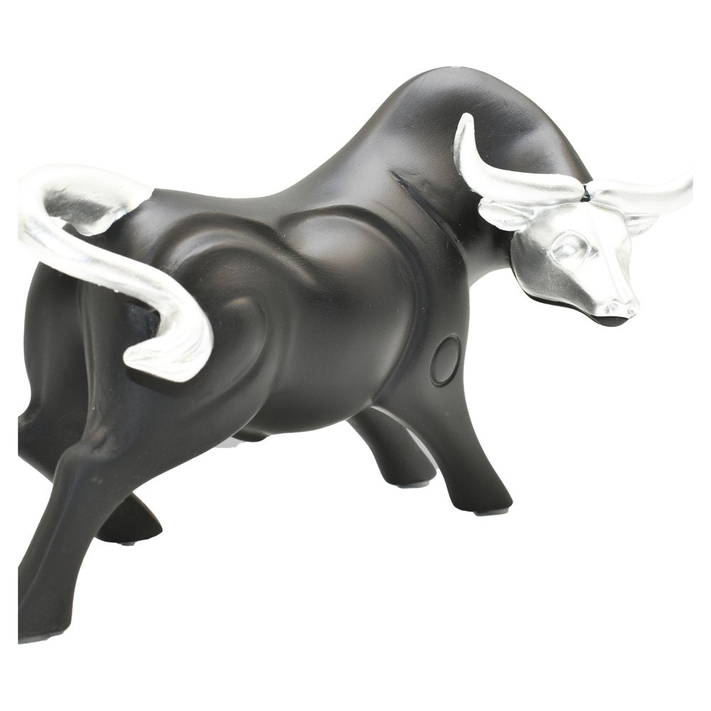 5" Black And Silver Resin Bull Tabletop Sculpture HomeRoots
