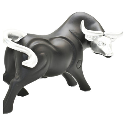5" Black And Silver Resin Bull Tabletop Sculpture HomeRoots