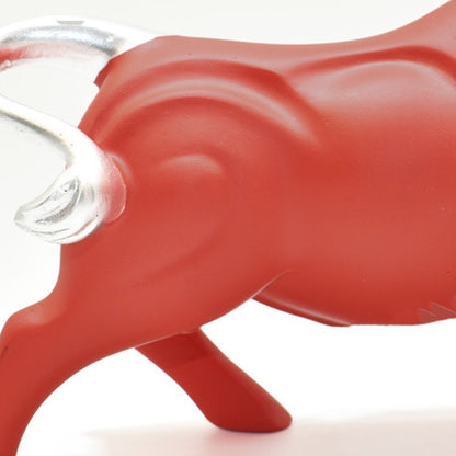 5" Red And Silver Resin Bull Tabletop Sculpture HomeRoots