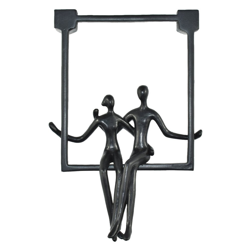 7" Black Resin People Tabletop Sculpture HomeRoots