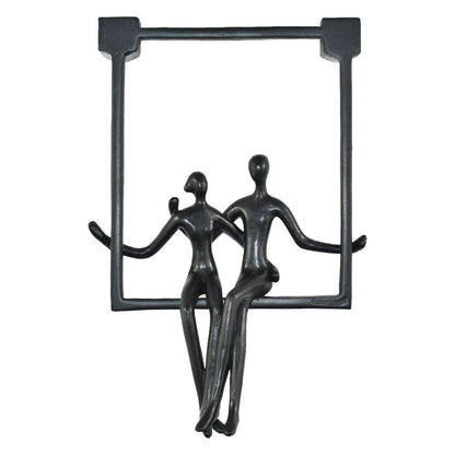 7" Black Resin People Tabletop Sculpture HomeRoots