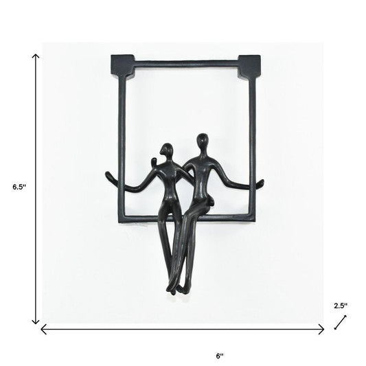 7" Black Resin People Tabletop Sculpture HomeRoots