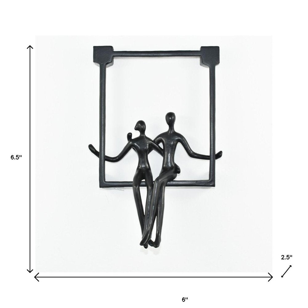 7" Black Resin People Tabletop Sculpture HomeRoots