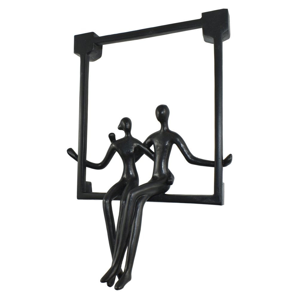 7" Black Resin People Tabletop Sculpture HomeRoots