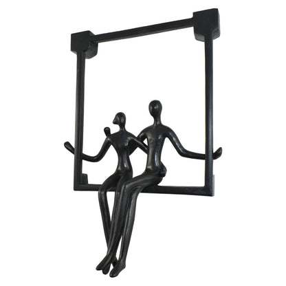 7" Black Resin People Tabletop Sculpture HomeRoots