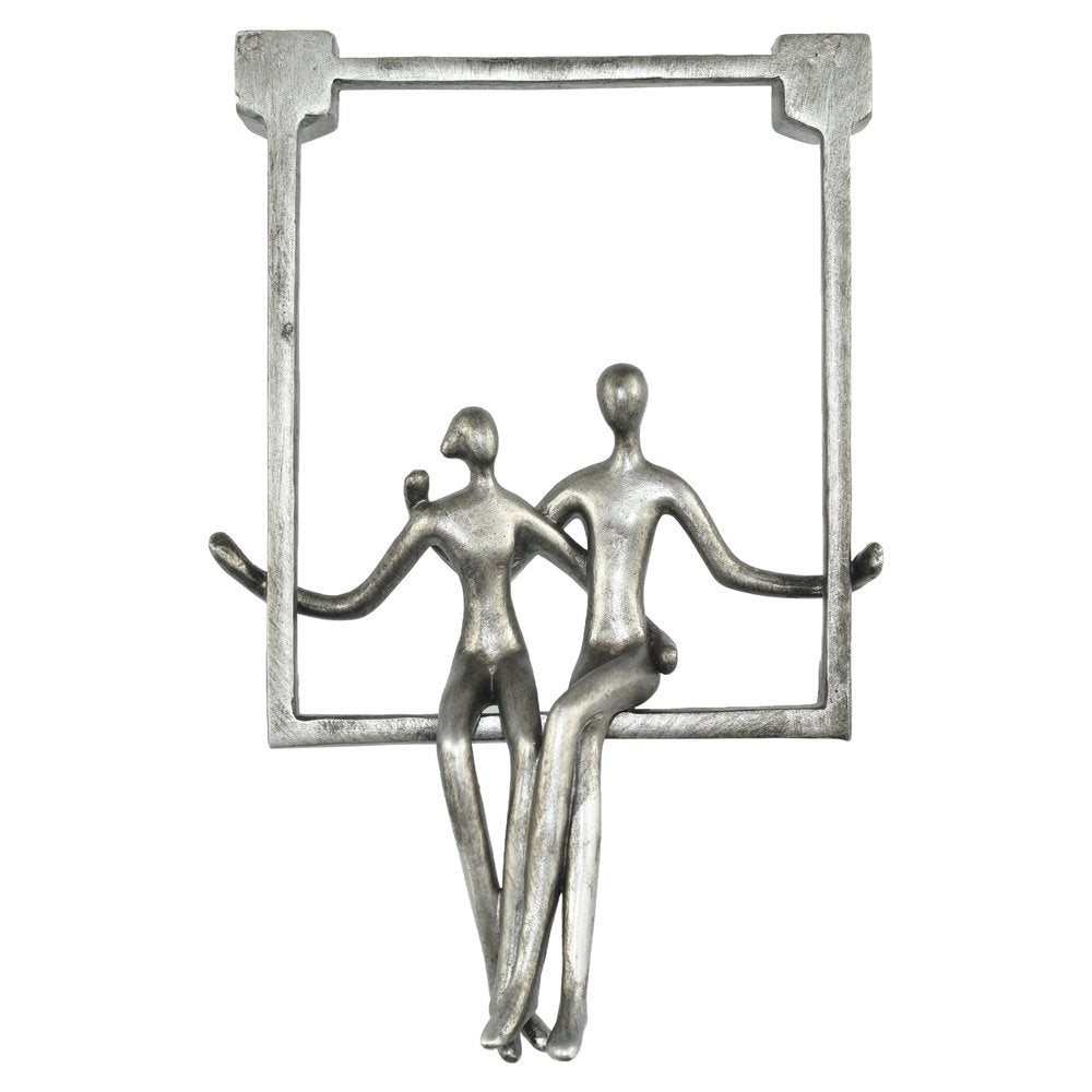 7" Pewter Resin People Tabletop Sculpture HomeRoots