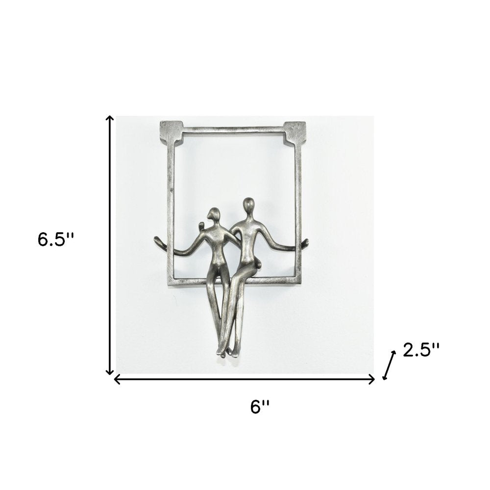7" Pewter Resin People Tabletop Sculpture HomeRoots