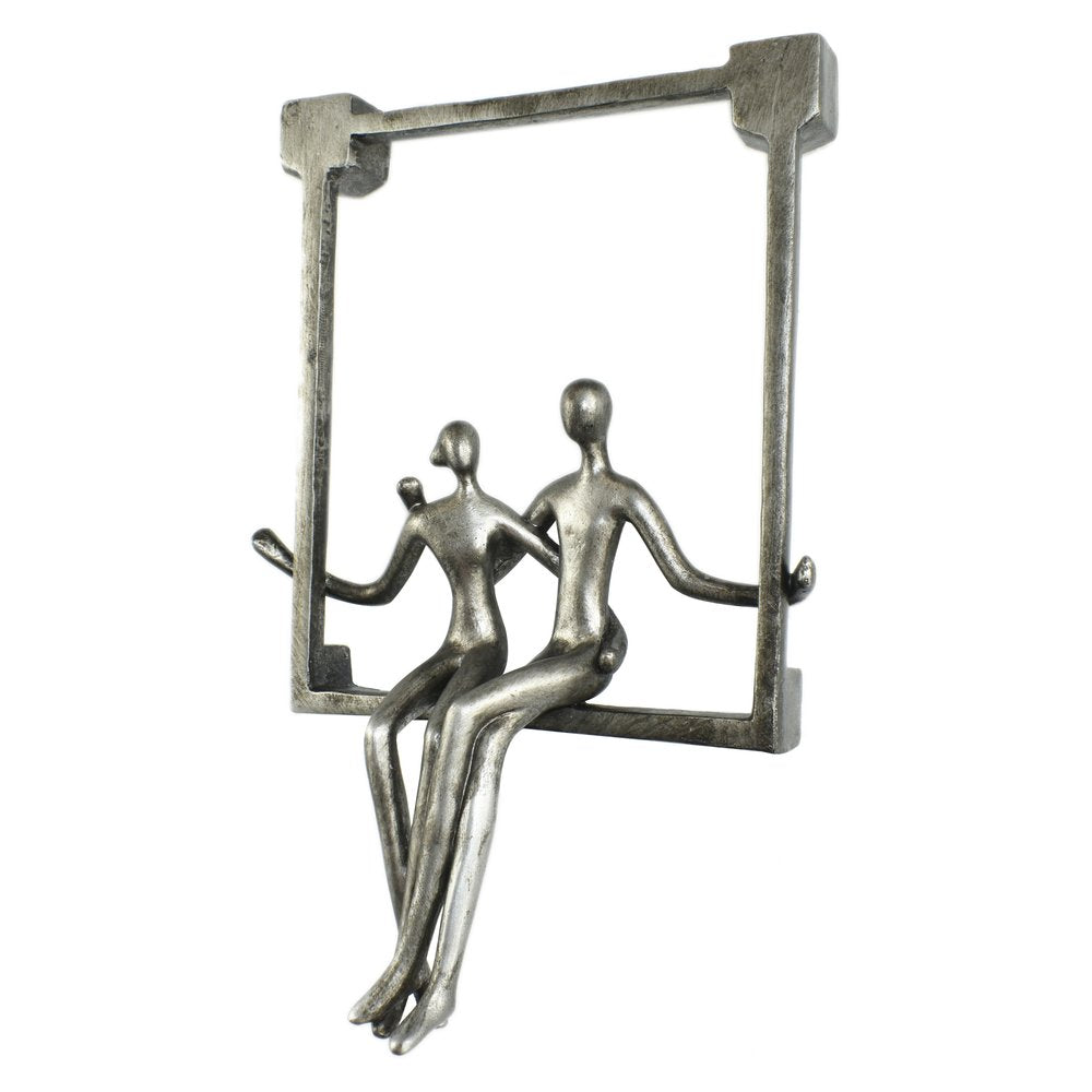 7" Pewter Resin People Tabletop Sculpture HomeRoots