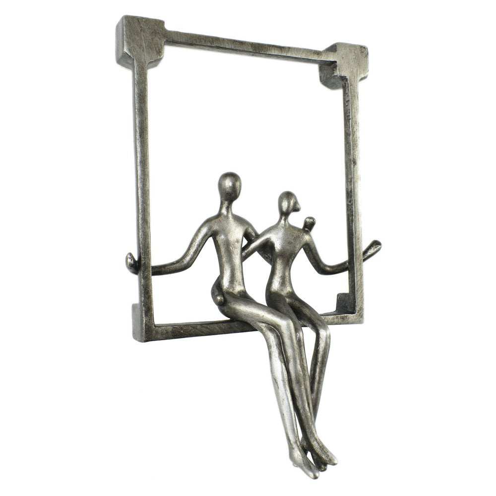 7" Pewter Resin People Tabletop Sculpture HomeRoots