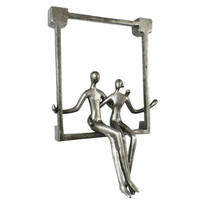 7" Pewter Resin People Tabletop Sculpture HomeRoots