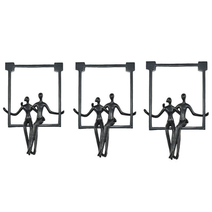 Set of Three Black Resin People Tabletop Sculpture HomeRoots